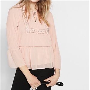 *SOLD* Express Bell Sleeve Peplum Top Pink Size Medium